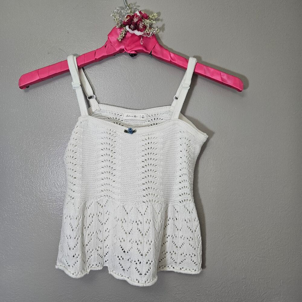 Active USA Ivory Crochet Knit Cami Top Small Coquette CottageCore Y2K Festival